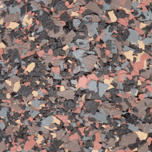 Mardi Gras quarter-inch epoxy flake sample