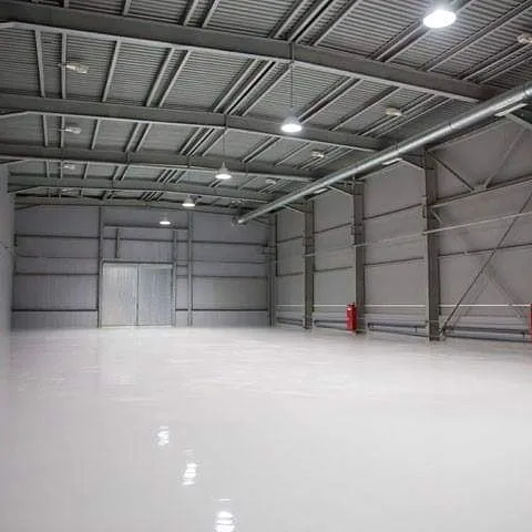Durable resin floor system installed in a commercial space