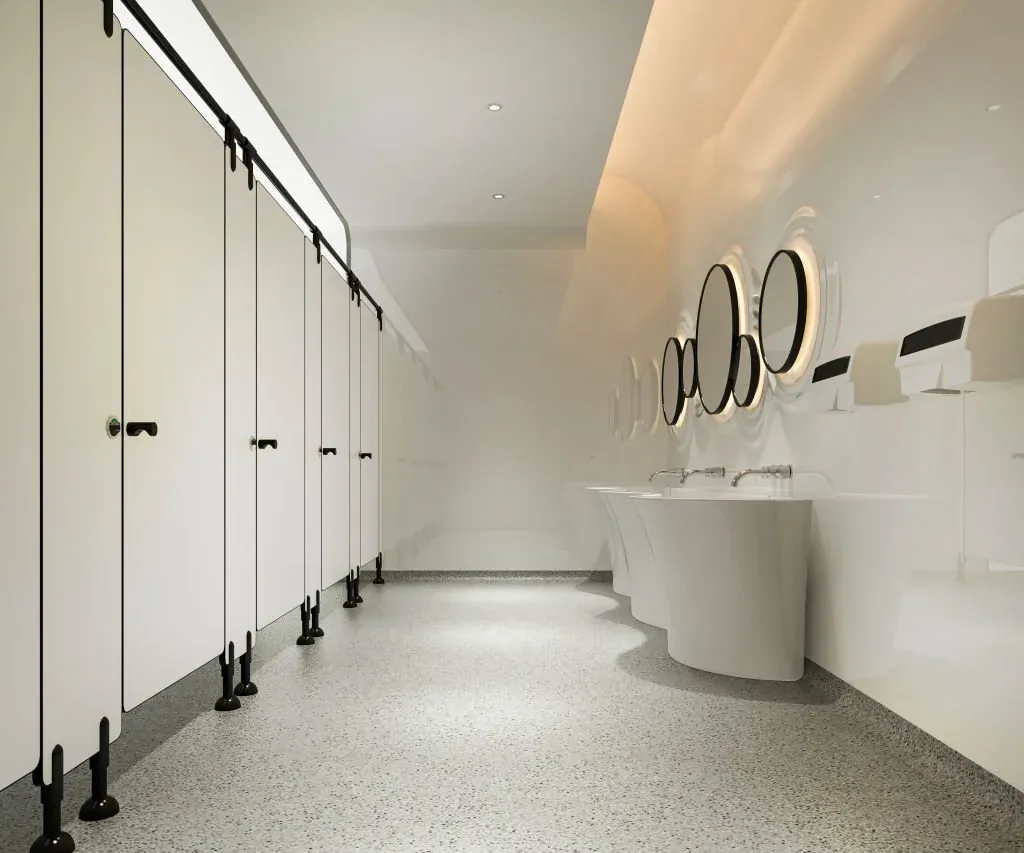 Public restroom epoxy flooring in Vancouver BC
