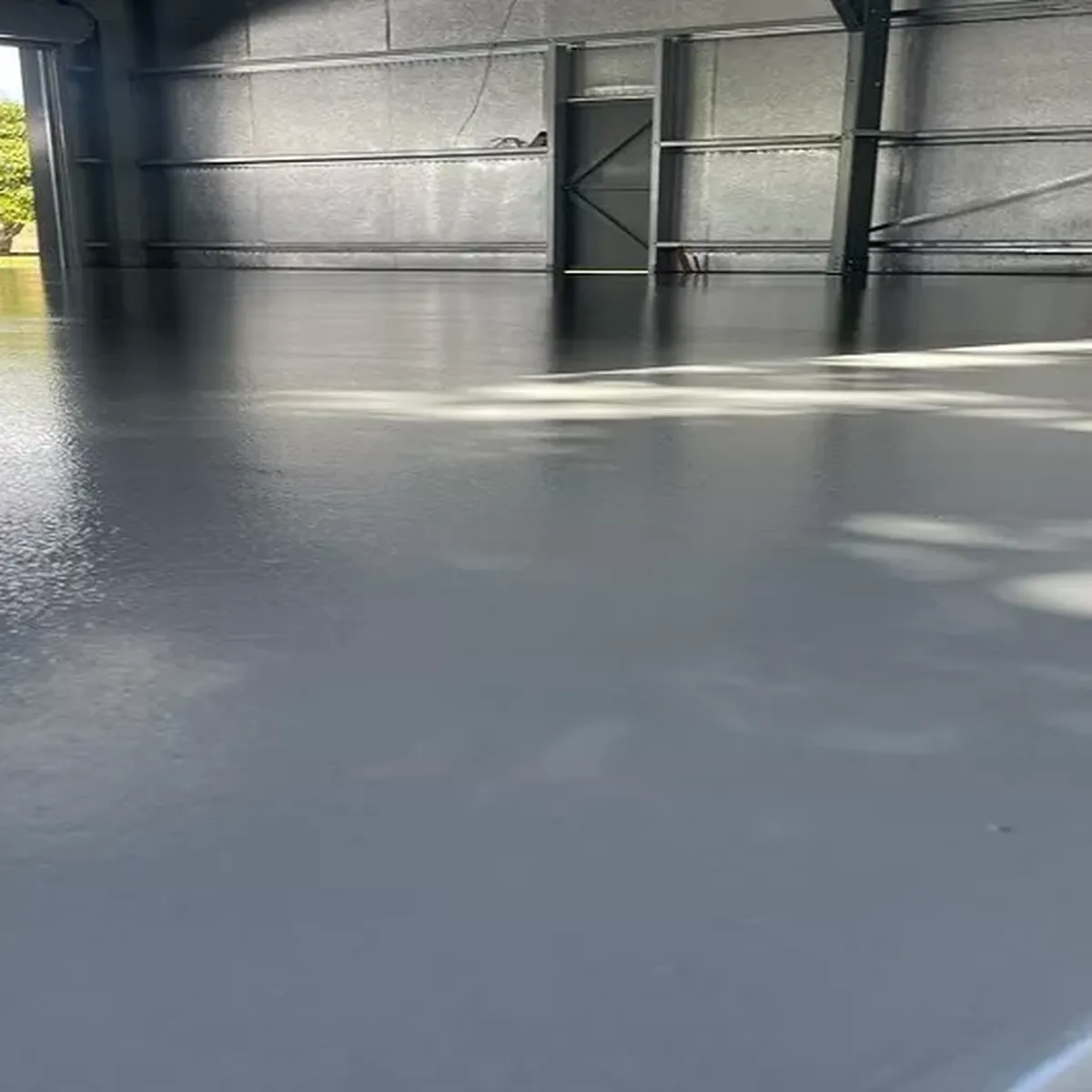 Close-up of luxury full flake garage floor coating texture