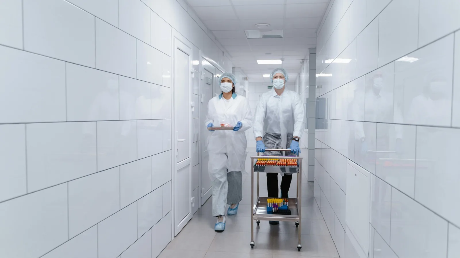 Cleanroom epoxy flooring in a lab corridor in Vancouver BC