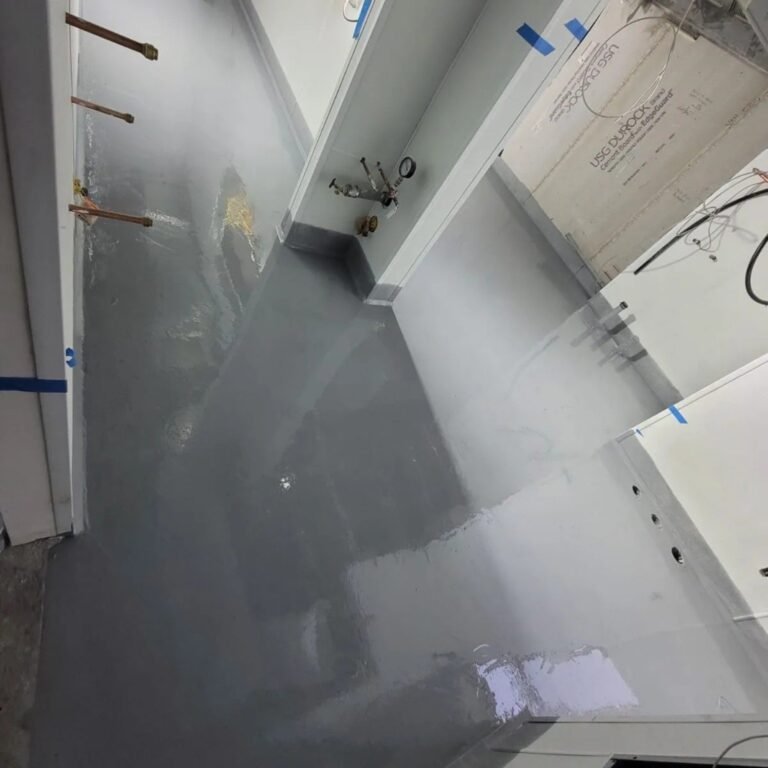Installed seamless resin floor at Priority One's Mekong Restaurant project in Whistler