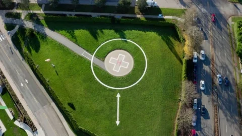 Aerial view of the BC Children's Hospital helipad in Vancouver British Columbia