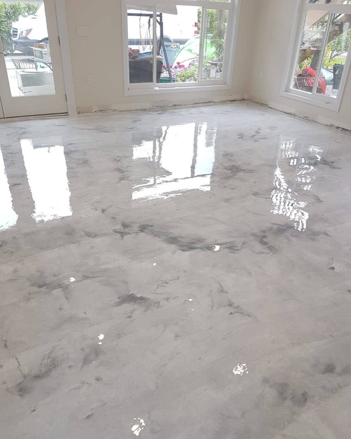 Decorative residential resin floor installed in Richmond BC