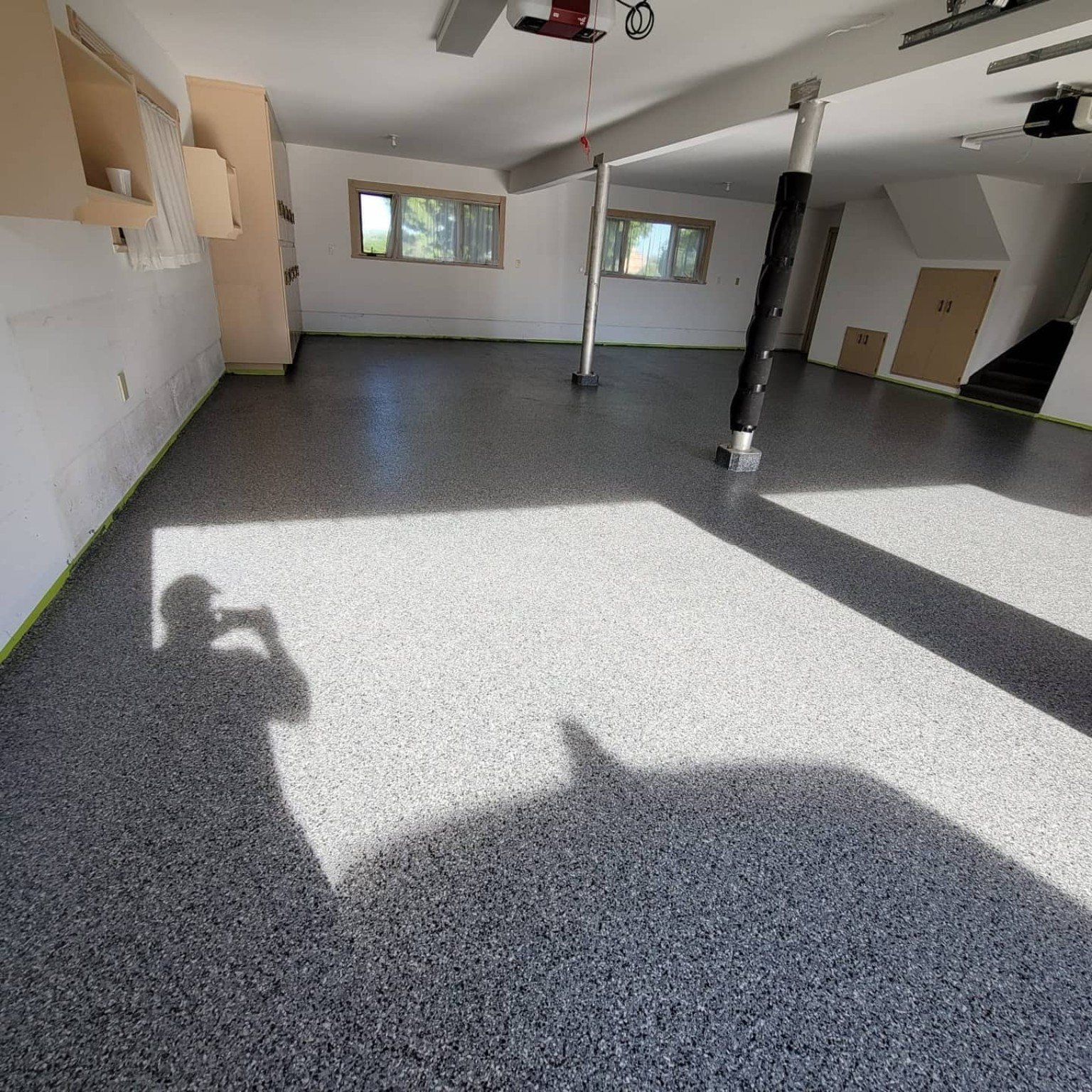 Completed full-flake garage floor coating in Richmond BC