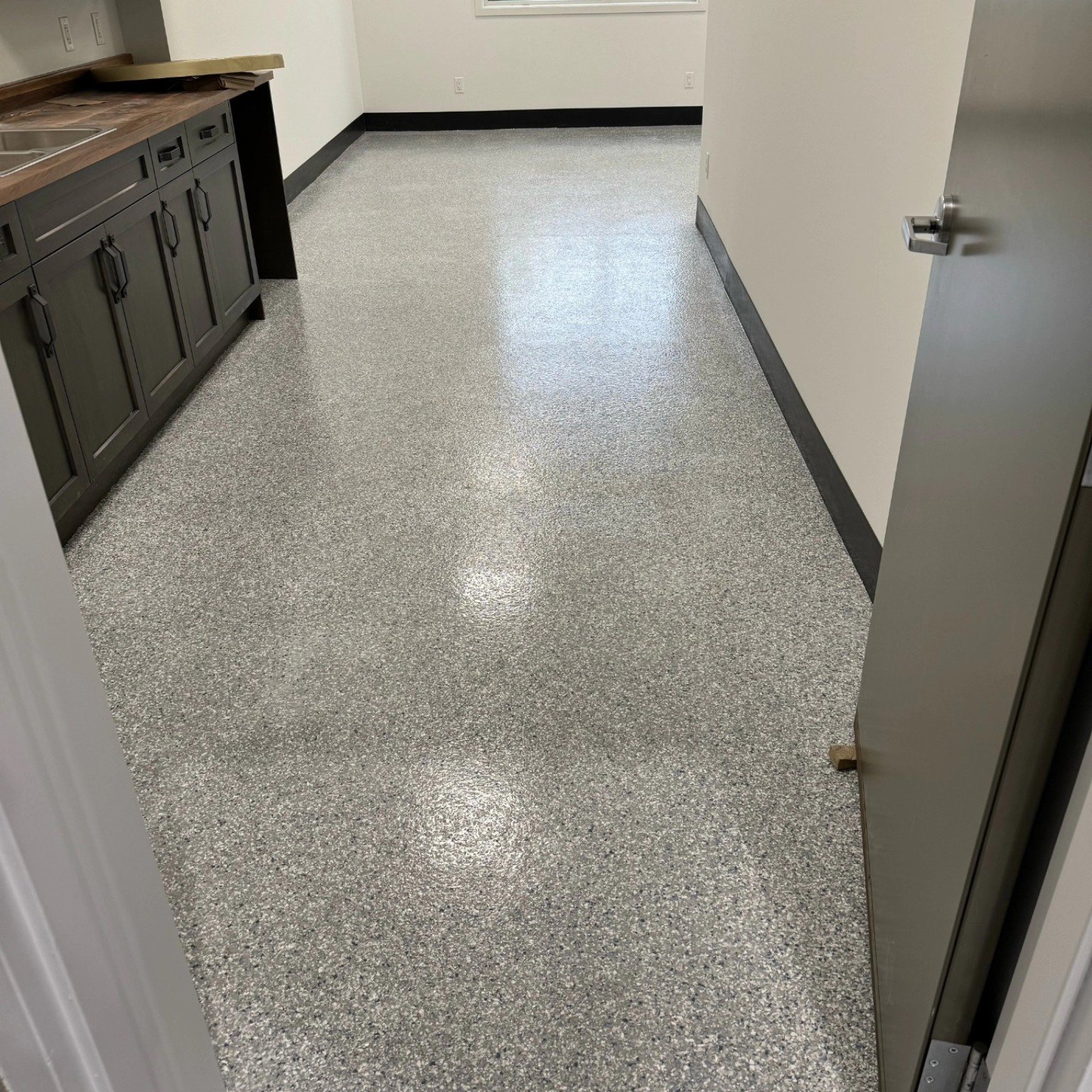 Completed flake floor in Liebherr Abbotsford support room