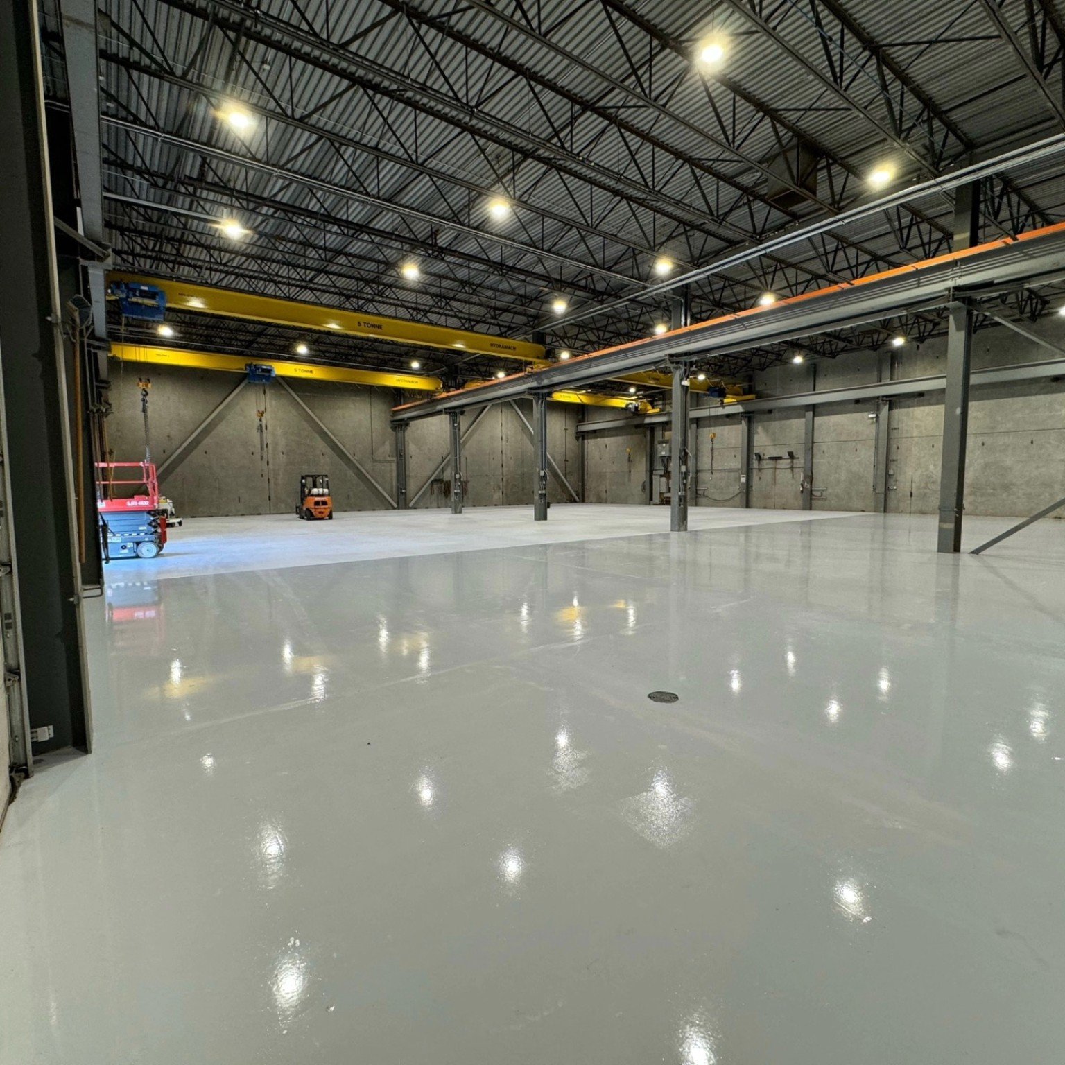 Completed industrial warehouse resin floor at Liebherr Abbotsford BC