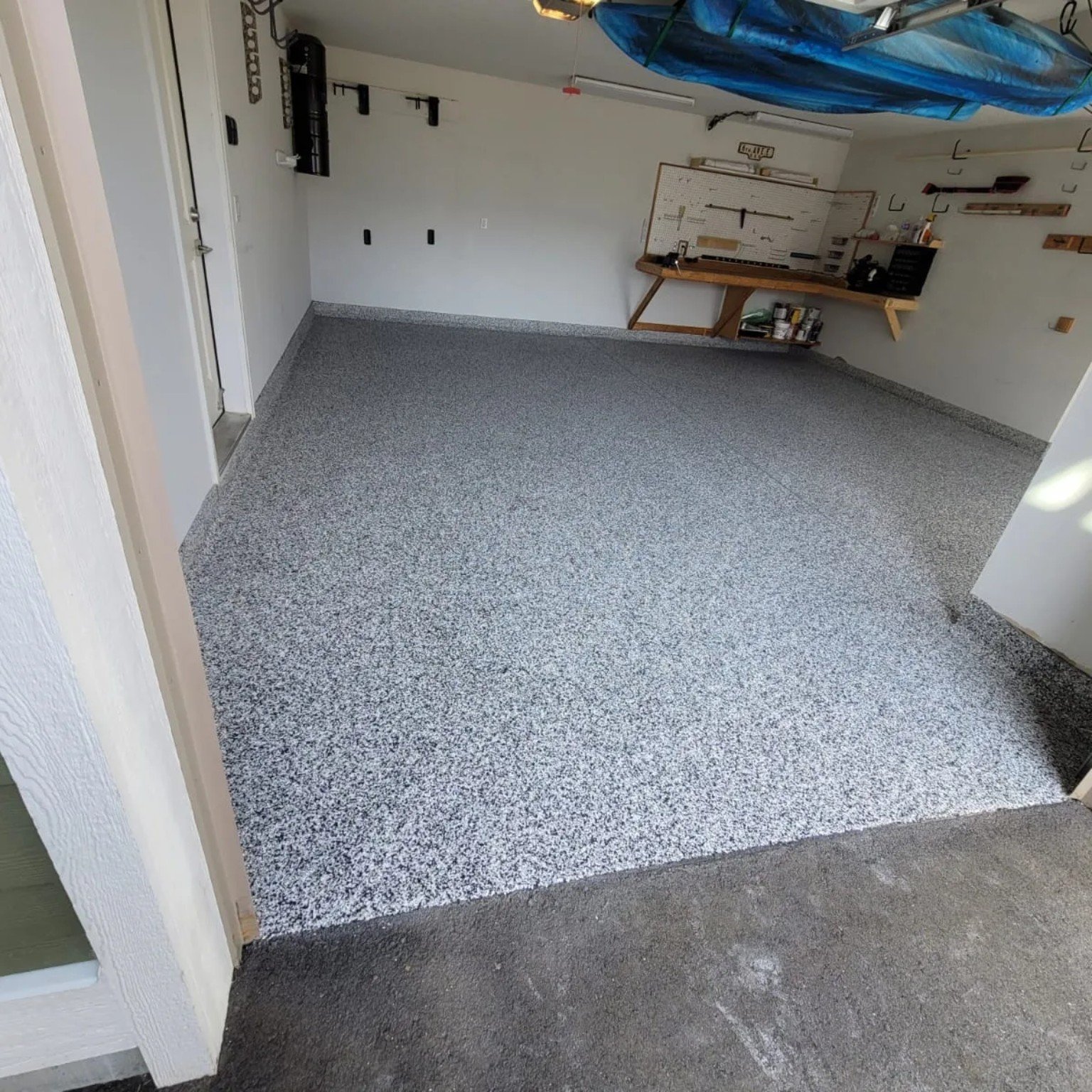 Completed epoxy garage floor coating project in West Kelowna BC
