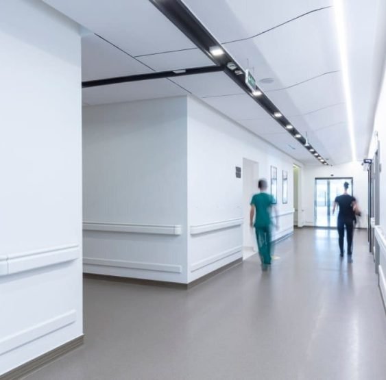 Empty Corridor In Modern Hospital